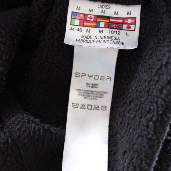 Preowned Spyder Faux Sherpa Zipped Hooded Sweatshirt Black Medium - Picture 7 of 7